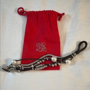 UNO de 50 Silver and Black Multi-Strand Bracelet